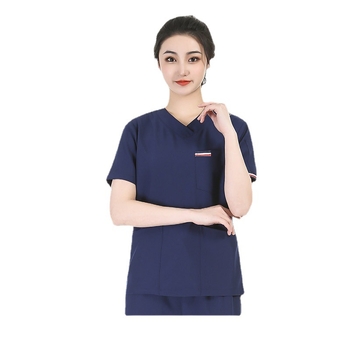 Unisex sada zdravotníckych scrubov – rýchloschnúce, antistatické, krátke rukávy, V- výstrih top s nohavicami, polyester-spandex zmes (≥95% polyester), odvádzanie vlhkosti