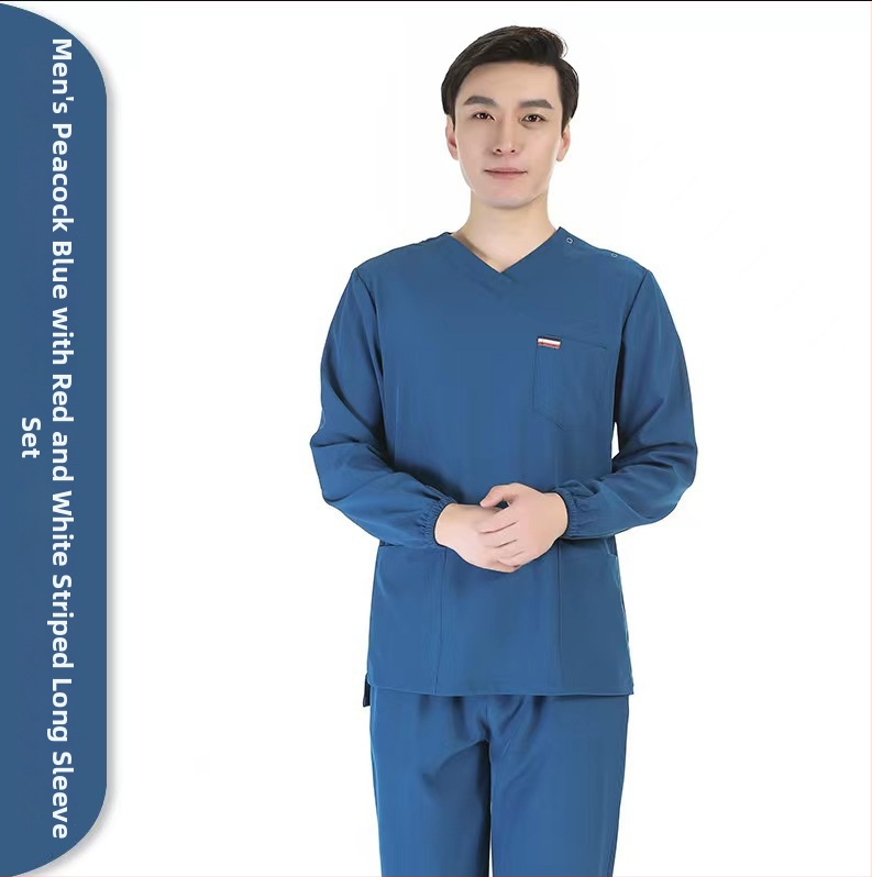 Unisex sada zdravotníckych scrubov – rýchloschnúce, antistatické, krátke rukávy, V- výstrih top s nohavicami, polyester-spandex zmes (≥95% polyester), odvádzanie vlhkosti