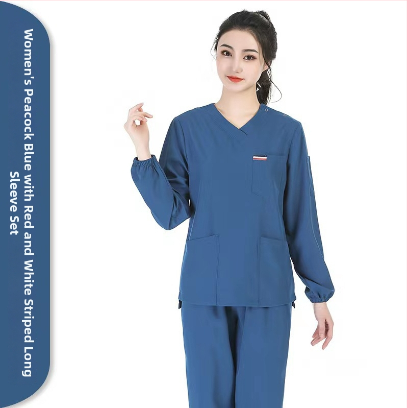 Unisex sada zdravotníckych scrubov – rýchloschnúce, antistatické, krátke rukávy, V- výstrih top s nohavicami, polyester-spandex zmes (≥95% polyester), odvádzanie vlhkosti