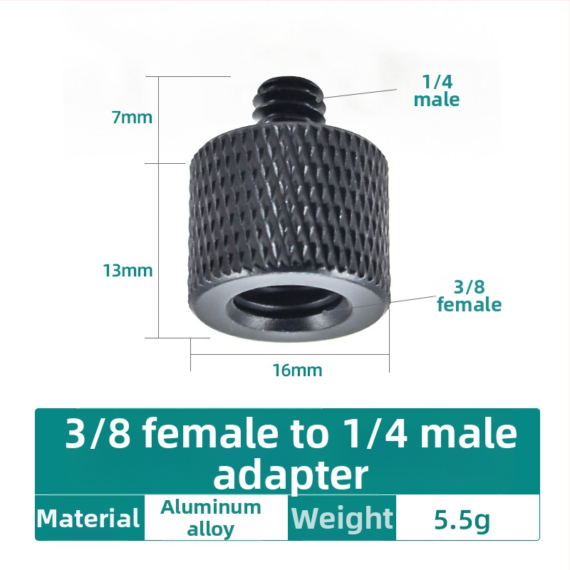 Șurub pentru cameră, convertor 1/4, aliaj de aluminiu, capacitate de încărcare 2–5 kg, greutate 0,0084 kg