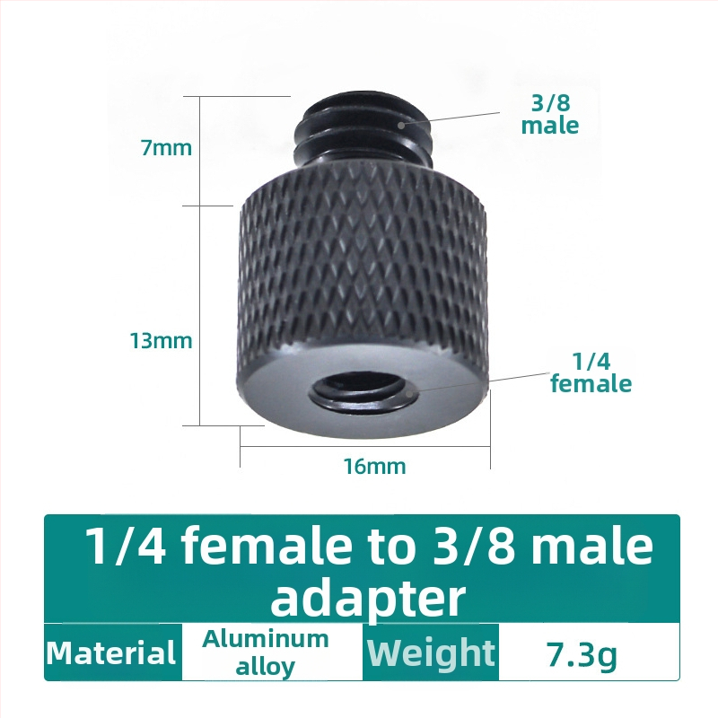 Șurub pentru cameră, convertor 1/4, aliaj de aluminiu, capacitate de încărcare 2–5 kg, greutate 0,0084 kg