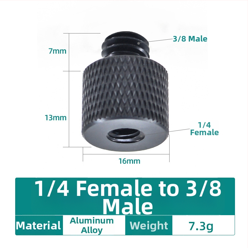 Șurub pentru cameră, convertor 1/4, aliaj de aluminiu, capacitate de încărcare 2–5 kg, greutate 0,0084 kg