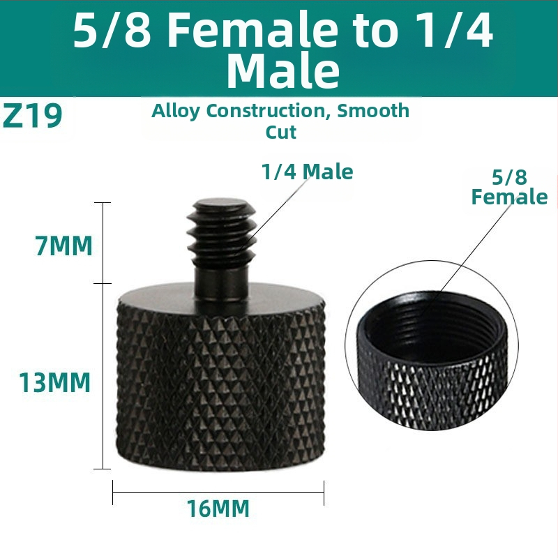 Șurub pentru cameră, convertor 1/4, aliaj de aluminiu, capacitate de încărcare 2–5 kg, greutate 0,0084 kg