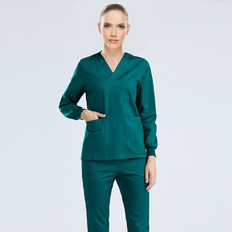 Set unisex de scrubs medical pentru medici, chirurgi și lucrări de estetică dentară — protecție împotriva radiațiilor, material Chenille-Spandex, mâneci scurte sau 3/4, pantaloni Capri