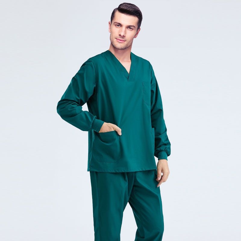 Set unisex de scrubs medical pentru medici, chirurgi și lucrări de estetică dentară — protecție împotriva radiațiilor, material Chenille-Spandex, mâneci scurte sau 3/4, pantaloni Capri