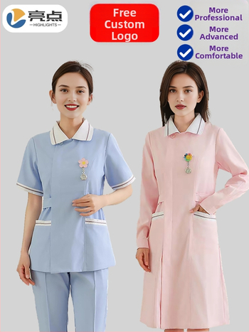 Zdravotná sestra dvojdielna uniforma – Horný diel a nohavice, krátke rukávy, okrúhly výstrih, odvádza vlhkosť bavlna-polyester (Bavlna 30–50%, Polyester 50–70%; Normálna dĺžka)