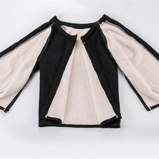 Top de dializă pentru îngrijire medicală, căptușeală din lână de miel, gros pentru toamnă-iarnă, unisex, costum împărțit, guler de blană și mâneci 3/4, poate fi purtat în exterior