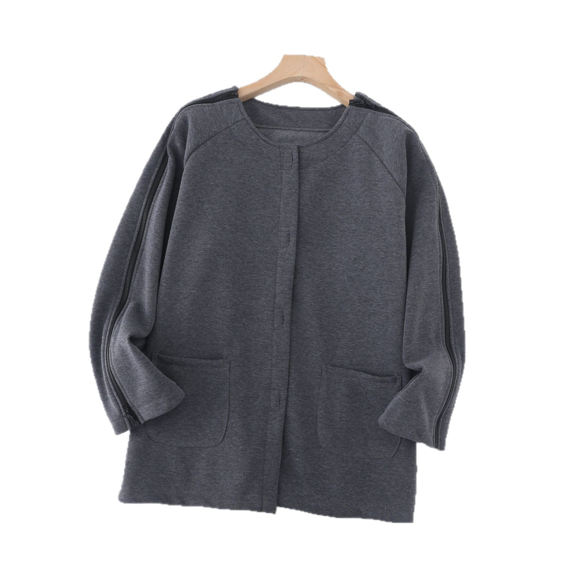 Top de dializă pentru îngrijire medicală, căptușeală din lână de miel, gros pentru toamnă-iarnă, unisex, costum împărțit, guler de blană și mâneci 3/4, poate fi purtat în exterior