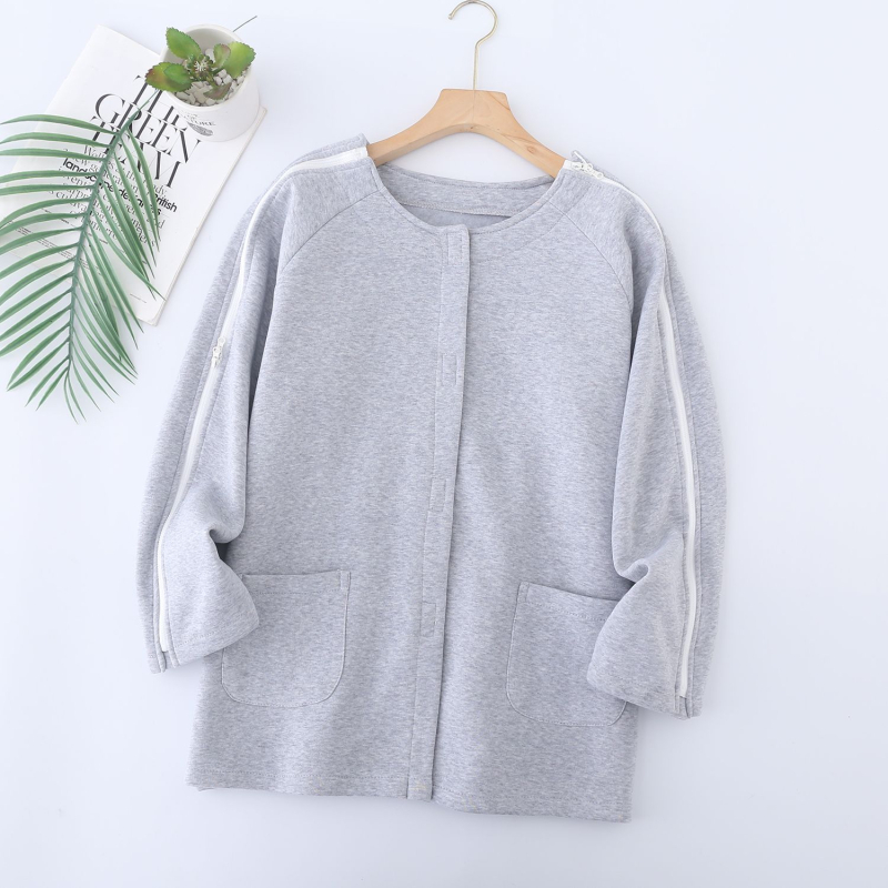 Top de dializă pentru îngrijire medicală, căptușeală din lână de miel, gros pentru toamnă-iarnă, unisex, costum împărțit, guler de blană și mâneci 3/4, poate fi purtat în exterior