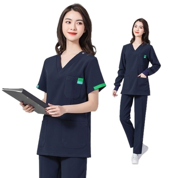Unisex scrub odjevni komplet za medicinsku uporabu, chenille tkanina, 50–70% elastan, pet četvrt rukava, kragna od krzna, obična duljina 50–65 cm, zaštita od zračenja