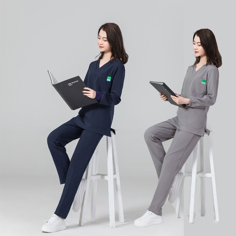 Unisex scrub odjevni komplet za medicinsku uporabu, chenille tkanina, 50–70% elastan, pet četvrt rukava, kragna od krzna, obična duljina 50–65 cm, zaštita od zračenja