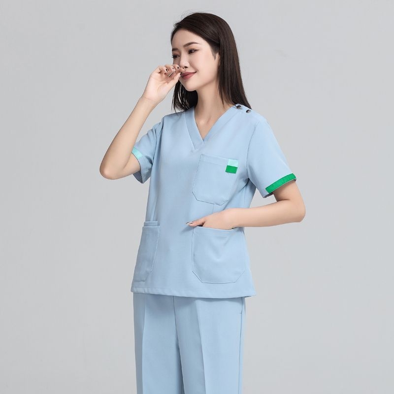 Unisex scrub odjevni komplet za medicinsku uporabu, chenille tkanina, 50–70% elastan, pet četvrt rukava, kragna od krzna, obična duljina 50–65 cm, zaštita od zračenja