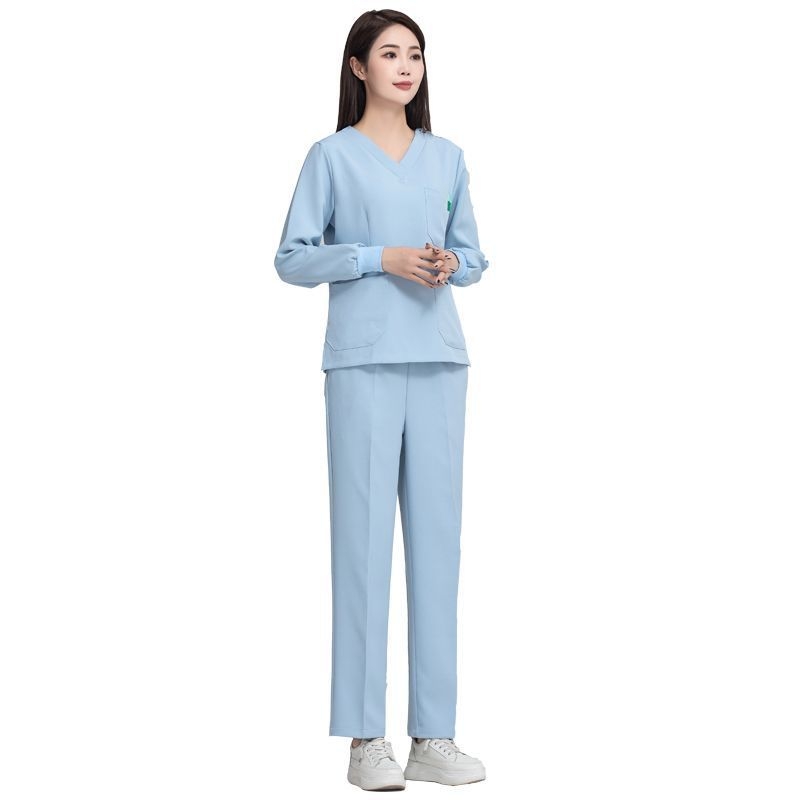 Unisex scrub odjevni komplet za medicinsku uporabu, chenille tkanina, 50–70% elastan, pet četvrt rukava, kragna od krzna, obična duljina 50–65 cm, zaštita od zračenja
