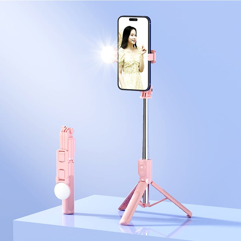 Selfie nūja Z115 ar statīvu, 1,2 m izplešams, Bluetooth tālvadība, LED gaismas lukturis, EIS atbalsts