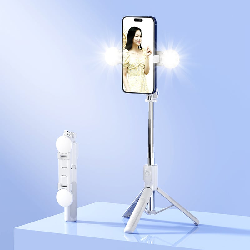 Selfie nūja Z115 ar statīvu, 1,2 m izplešams, Bluetooth tālvadība, LED gaismas lukturis, EIS atbalsts