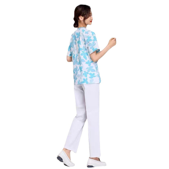 Medicínsky uniformný set: krátke rukávy, V-krk, vrchná časť a nohavice v štýle saka, materiál polyester-bavlna, odvádza vlhkosť, vhodné do nemocnice a kozmetického salónu.