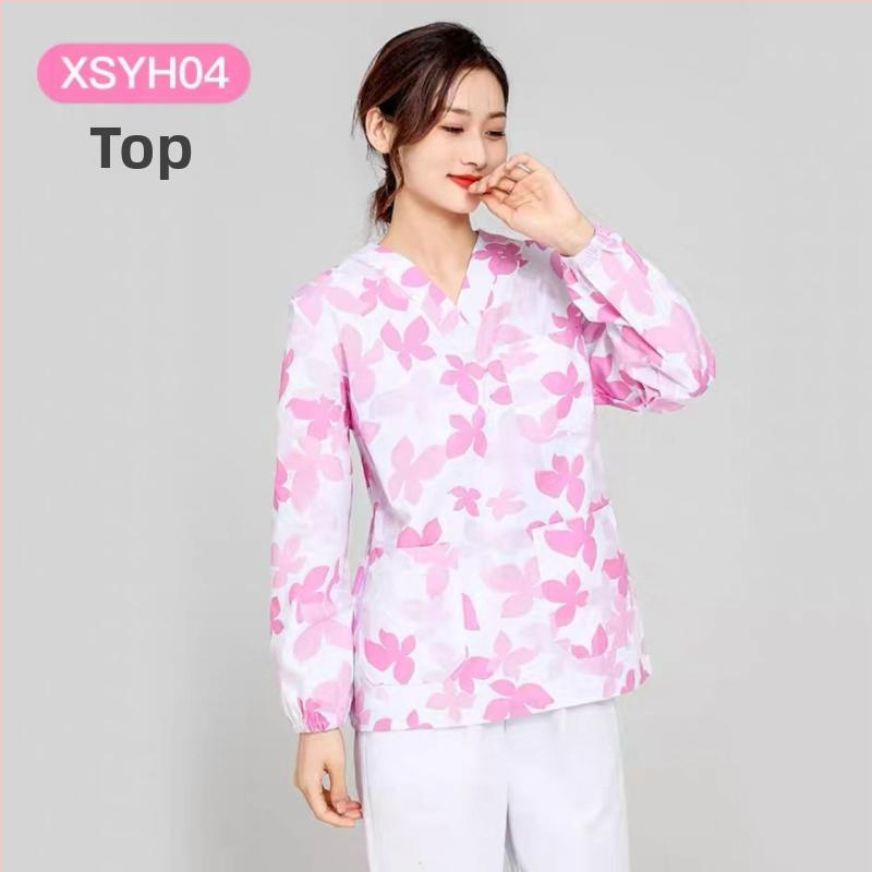 Medicínsky uniformný set: krátke rukávy, V-krk, vrchná časť a nohavice v štýle saka, materiál polyester-bavlna, odvádza vlhkosť, vhodné do nemocnice a kozmetického salónu.