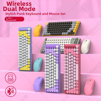 Безжичен комплект клавиатура и мишка с Bluetooth двойен режим, 87 клавиши, ABS корпус, USB приемник включен, без подсветка