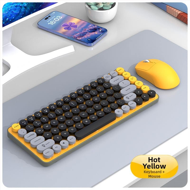 Безжичен комплект клавиатура и мишка с Bluetooth двойен режим, 87 клавиши, ABS корпус, USB приемник включен, без подсветка