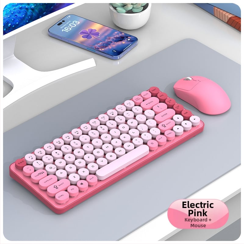 Безжичен комплект клавиатура и мишка с Bluetooth двойен режим, 87 клавиши, ABS корпус, USB приемник включен, без подсветка