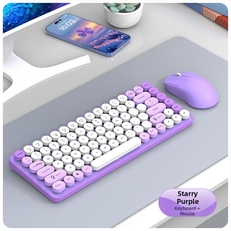 Безжичен комплект клавиатура и мишка с Bluetooth двойен режим, 87 клавиши, ABS корпус, USB приемник включен, без подсветка