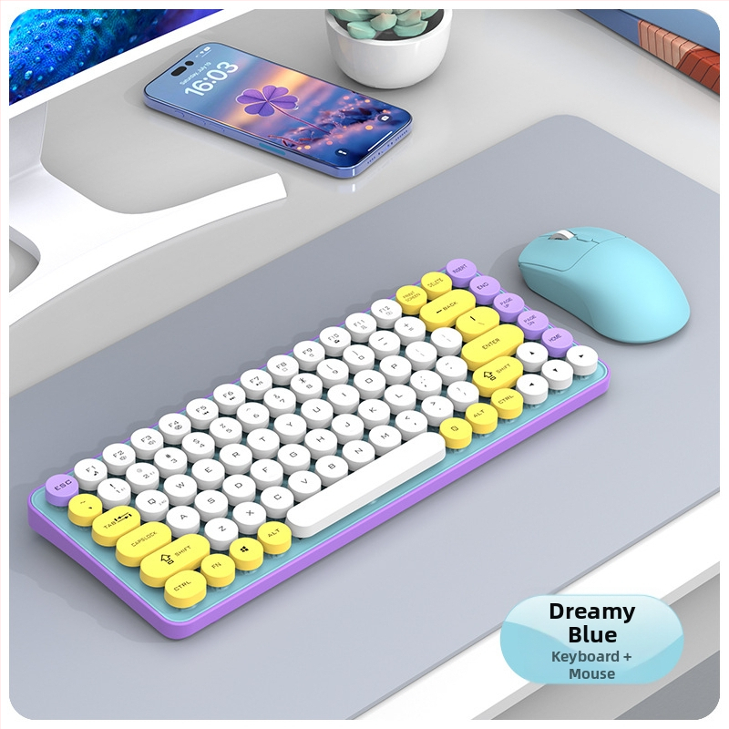Безжичен комплект клавиатура и мишка с Bluetooth двойен режим, 87 клавиши, ABS корпус, USB приемник включен, без подсветка