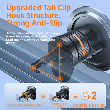 Držiak na telefón do auta s otočením o 360° z magnetického hliníkového zliatiny a ABS, vhodný pre výduch klimatizácie a palubnú dosku, univerzálny dizajn, podpora prispôsobenia