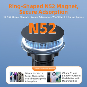 Držiak na telefón do auta s otočením o 360° z magnetického hliníkového zliatiny a ABS, vhodný pre výduch klimatizácie a palubnú dosku, univerzálny dizajn, podpora prispôsobenia