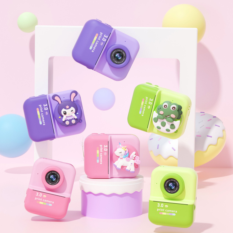 D8s Detská Polaroid kamera s tlačou, predná a zadná dvojkamera, 2,0-palcový LCD, TF karta pre uloženie, tepelné tlač