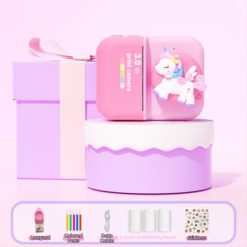 D8s Detská Polaroid kamera s tlačou, predná a zadná dvojkamera, 2,0-palcový LCD, TF karta pre uloženie, tepelné tlač