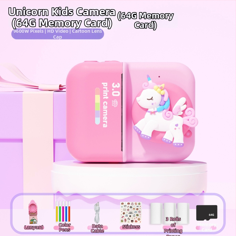 D8s Detská Polaroid kamera s tlačou, predná a zadná dvojkamera, 2,0-palcový LCD, TF karta pre uloženie, tepelné tlač