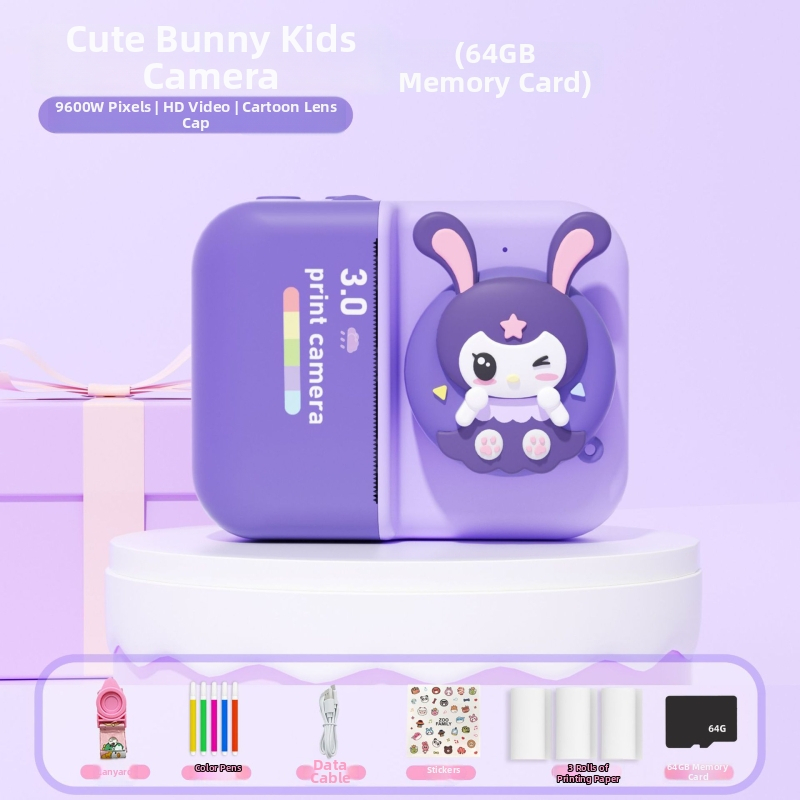 D8s Detská Polaroid kamera s tlačou, predná a zadná dvojkamera, 2,0-palcový LCD, TF karta pre uloženie, tepelné tlač