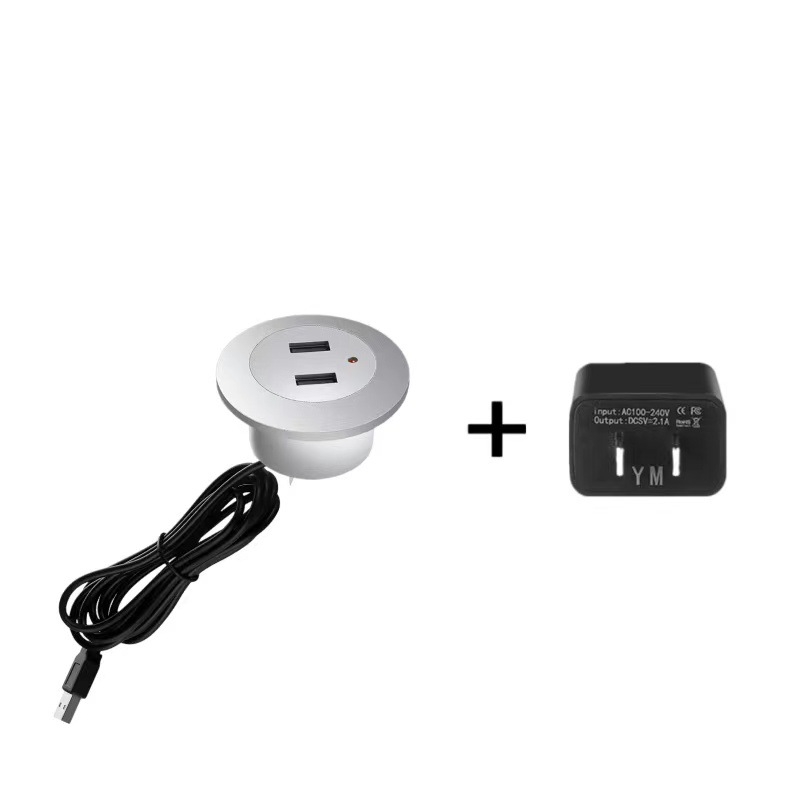 Încărcător USB pentru birou cu încărcător încorporat cu mai multe porturi – încărcare rapidă QC2.0, ieșire 2A, putere maximă 10W