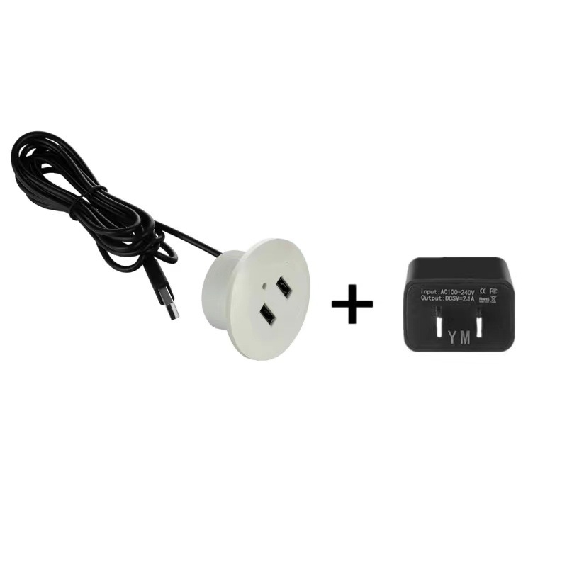 Încărcător USB pentru birou cu încărcător încorporat cu mai multe porturi – încărcare rapidă QC2.0, ieșire 2A, putere maximă 10W