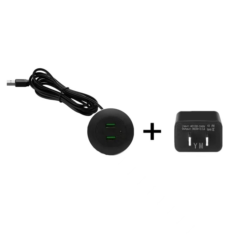 Încărcător USB pentru birou cu încărcător încorporat cu mai multe porturi – încărcare rapidă QC2.0, ieșire 2A, putere maximă 10W