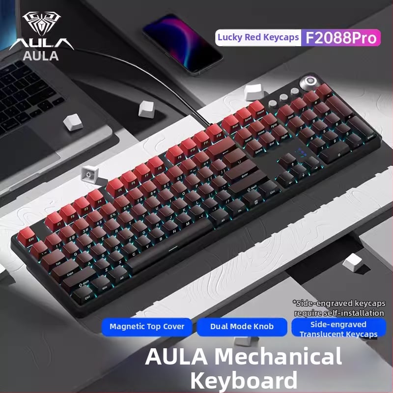 Tarantula F2088pro Игрална механична клавиатура — 108 клавиша, кабелна, механични превключватели, ABS инжекционен материал, 1 година гаранция