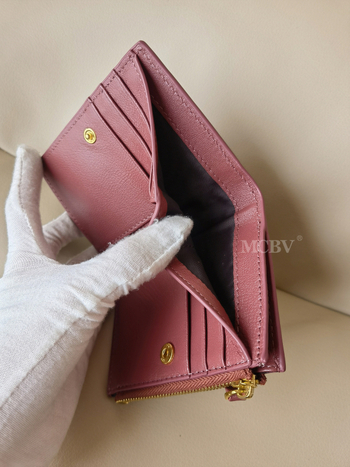 MCBV Δερμάτινο κοντό πορτοφόλι με υφαντό από προβατίνα, φερμουάρ, θήκη για κάρτες και κέρματα, αστικός μινιμαλισμός, μονόχρωμο σχέδιο