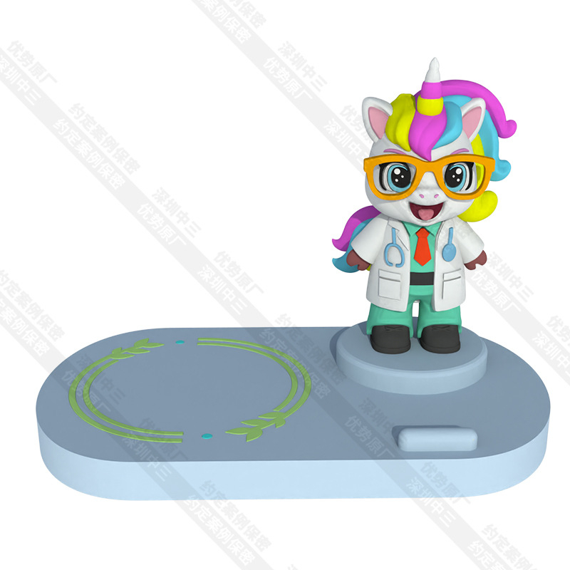 Încărcător wireless Unicorn – Personalizat, imagine IP imprimată 3D, încărcare magnetică, QC2.0, 15W