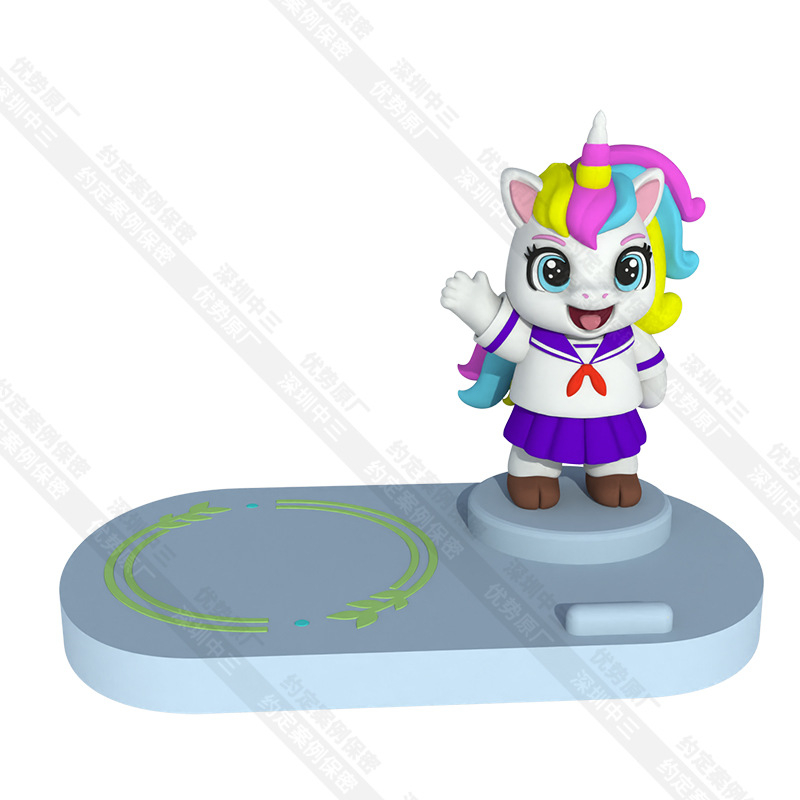 Încărcător wireless Unicorn – Personalizat, imagine IP imprimată 3D, încărcare magnetică, QC2.0, 15W