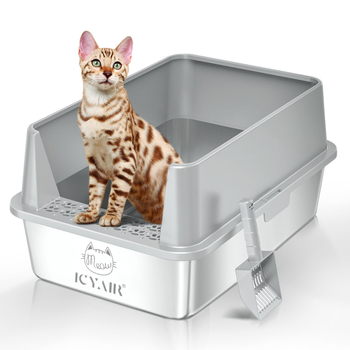ICYAIR litter box pentru pisici, metal și plastic, pătrat, semiînchis, personalizabil