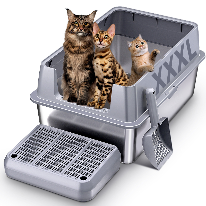 ICYAIR litter box pentru pisici, metal și plastic, pătrat, semiînchis, personalizabil
