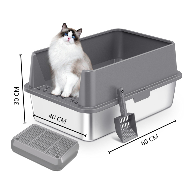 ICYAIR litter box pentru pisici, metal și plastic, pătrat, semiînchis, personalizabil