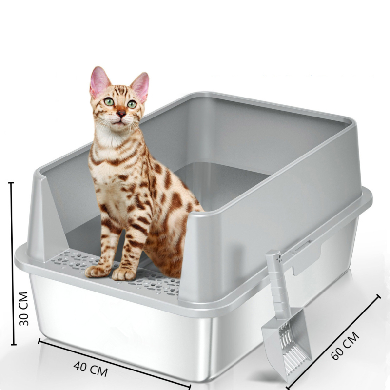 ICYAIR litter box pentru pisici, metal și plastic, pătrat, semiînchis, personalizabil