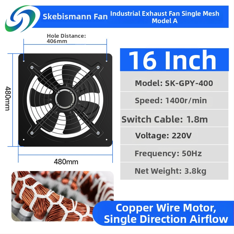 Sk-gpy Ablakra szerelt kivezető ventilátor, függő kivitel – Energiahatékonyság szint 3, 220V, 50Hz, Fém burkolat