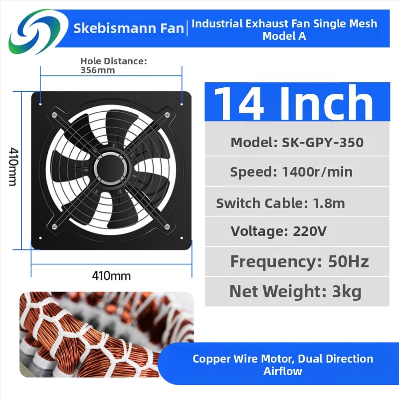Sk-gpy Ablakra szerelt kivezető ventilátor, függő kivitel – Energiahatékonyság szint 3, 220V, 50Hz, Fém burkolat