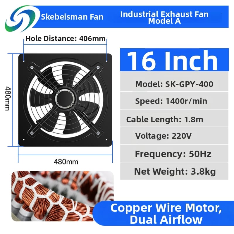 Sk-gpy Ablakra szerelt kivezető ventilátor, függő kivitel – Energiahatékonyság szint 3, 220V, 50Hz, Fém burkolat