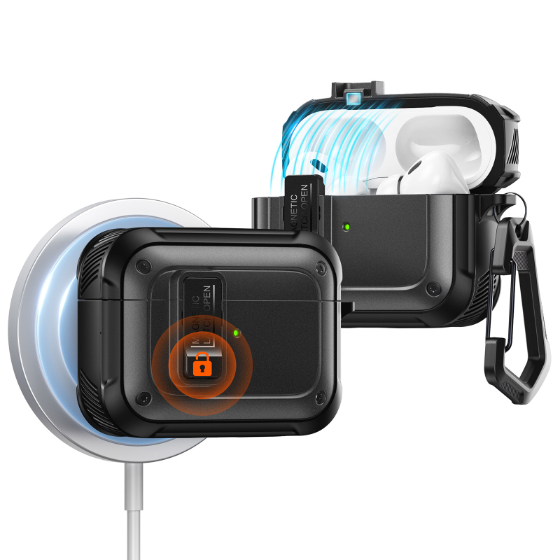 Калъф за AirPods Pro 2 и AirPods 4 — TPU+PC твърд корпус, магнитно затваряне, инжекционно формован