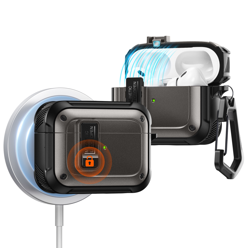 Калъф за AirPods Pro 2 и AirPods 4 — TPU+PC твърд корпус, магнитно затваряне, инжекционно формован