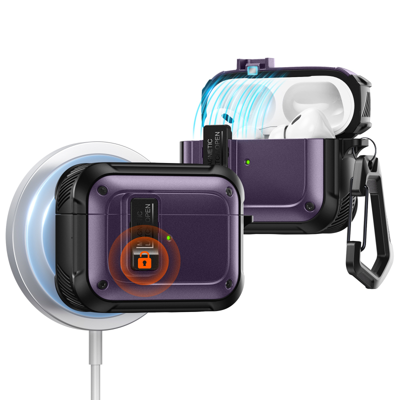 Калъф за AirPods Pro 2 и AirPods 4 — TPU+PC твърд корпус, магнитно затваряне, инжекционно формован