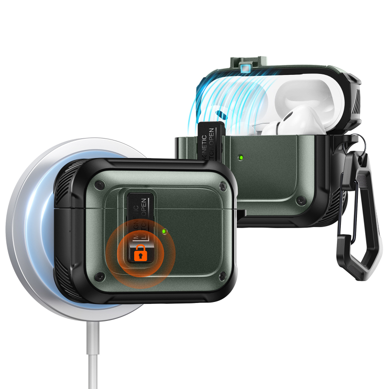 Калъф за AirPods Pro 2 и AirPods 4 — TPU+PC твърд корпус, магнитно затваряне, инжекционно формован